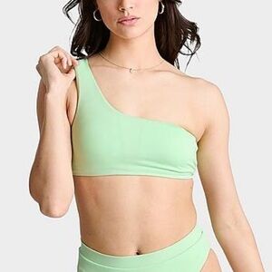 Nike Swim Asymmetrical Bikini Top Green One Shoulder Size Small